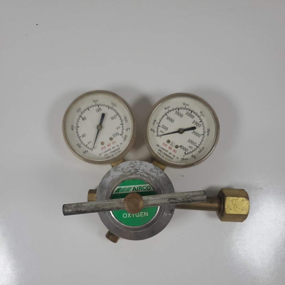 AIRCO 6500 Oxygen Regulator CGA-540 HP 806 6516 Dual Gauge Welding Gas